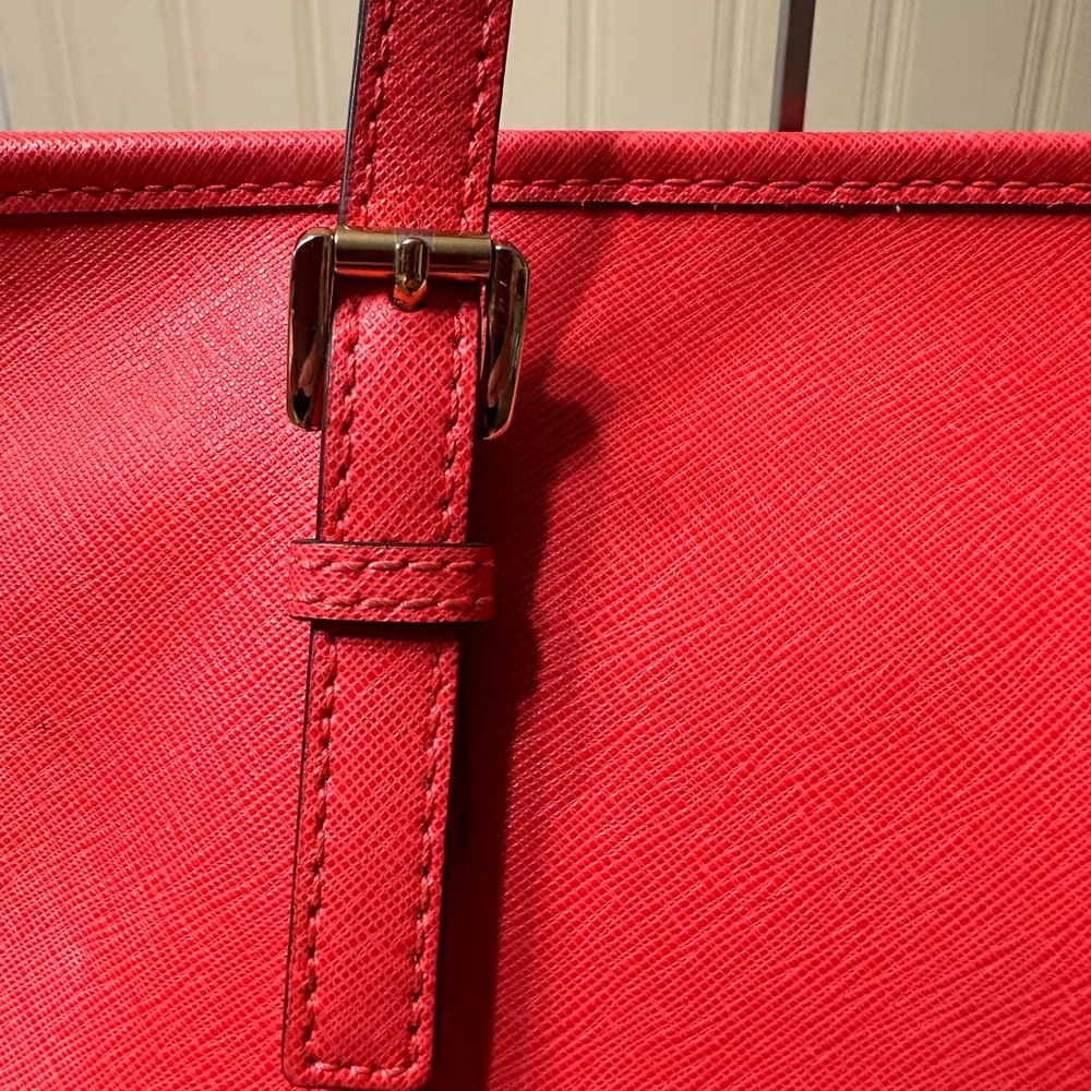 Michael Michael Kors Red Leather Tote with Black Accents - Picture 5 of 14
